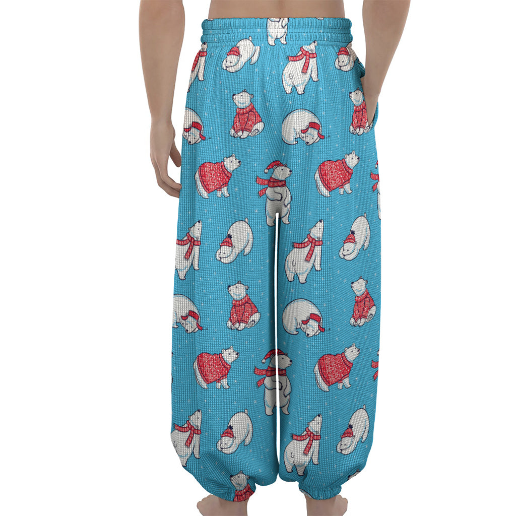 Xmas Polar Bear Pattern Print Lantern Pants