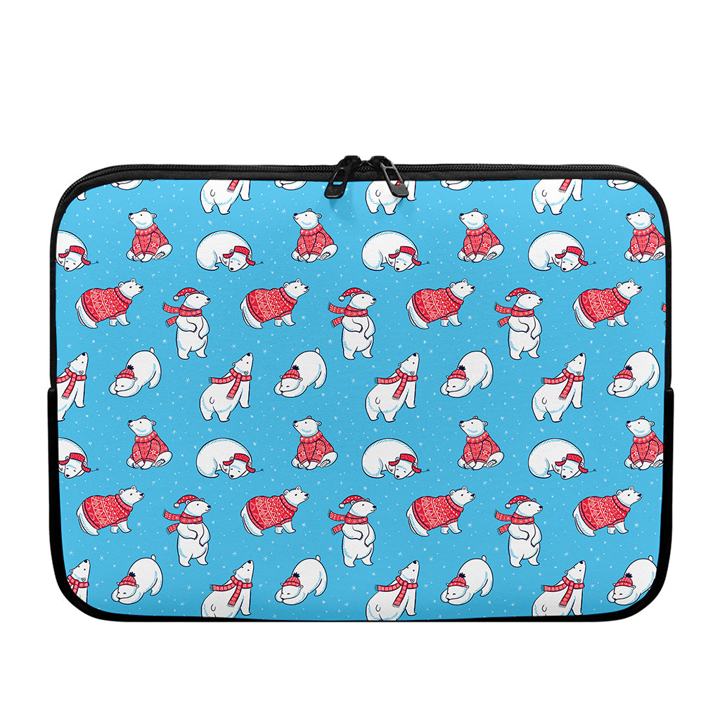 Xmas Polar Bear Pattern Print Laptop Sleeve