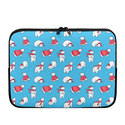 Xmas Polar Bear Pattern Print Laptop Sleeve