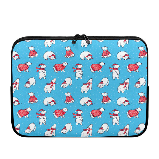 Xmas Polar Bear Pattern Print Laptop Sleeve