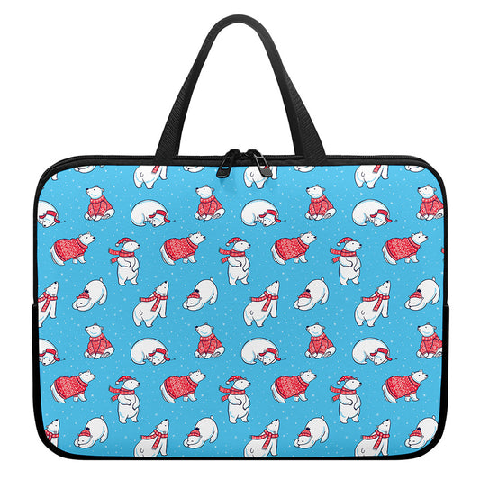 Xmas Polar Bear Pattern Print Laptop Sleeve With Handle