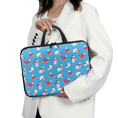 Xmas Polar Bear Pattern Print Laptop Sleeve With Handle