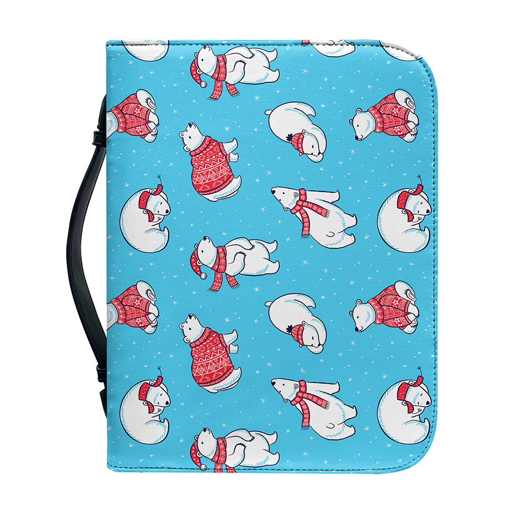 Xmas Polar Bear Pattern Print Leather Bible Cover