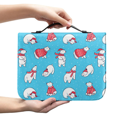 Xmas Polar Bear Pattern Print Leather Bible Cover