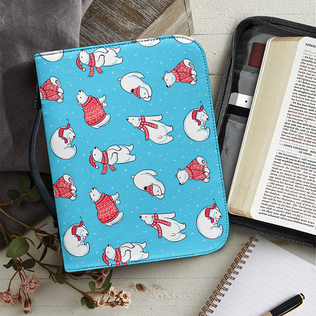 Xmas Polar Bear Pattern Print Leather Bible Cover
