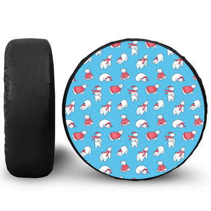 Xmas Polar Bear Pattern Print Leather Spare Tire Cover