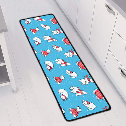 Xmas Polar Bear Pattern Print Long Kitchen Mat