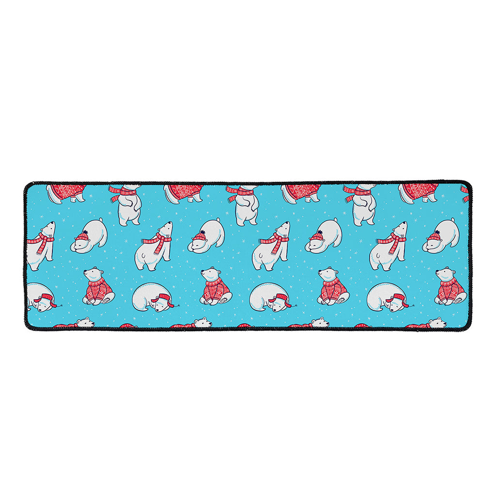 Xmas Polar Bear Pattern Print Long Kitchen Mat