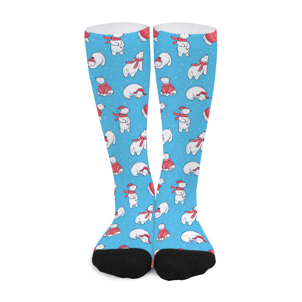 Xmas Polar Bear Pattern Print Long Socks