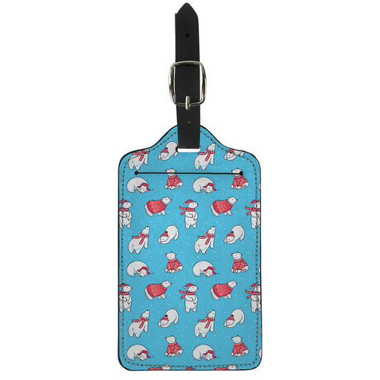 Xmas Polar Bear Pattern Print Luggage Tag