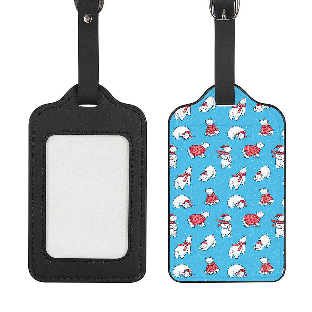Xmas Polar Bear Pattern Print Luggage Tag