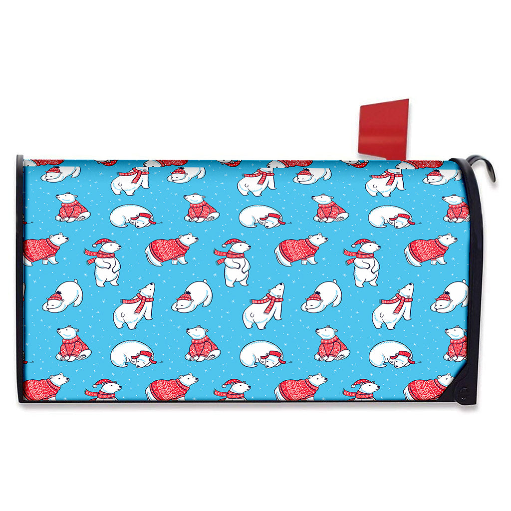 Xmas Polar Bear Pattern Print Mailbox Cover