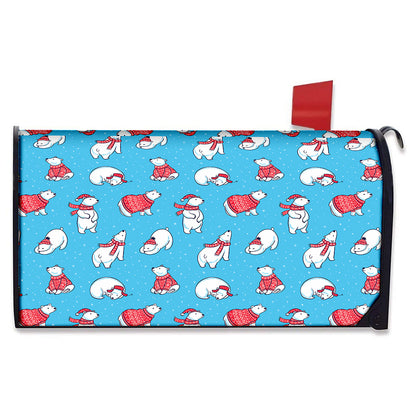 Xmas Polar Bear Pattern Print Mailbox Cover