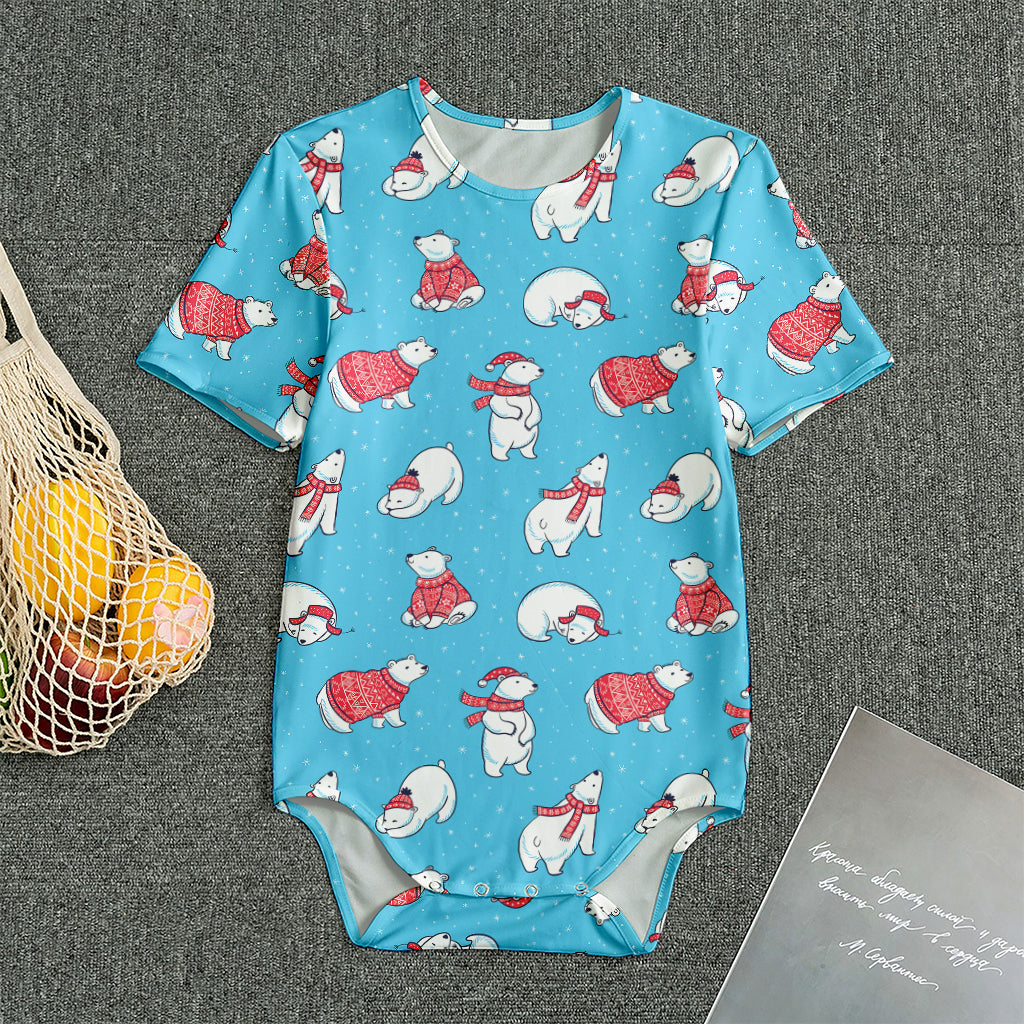 Xmas Polar Bear Pattern Print Men's Bodysuit