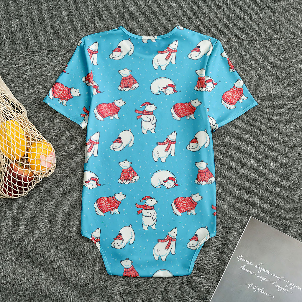 Xmas Polar Bear Pattern Print Men's Bodysuit
