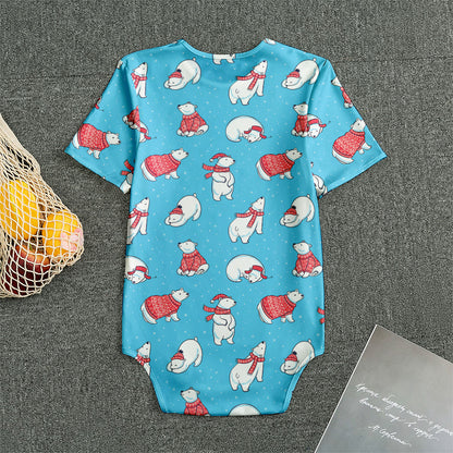 Xmas Polar Bear Pattern Print Men's Bodysuit