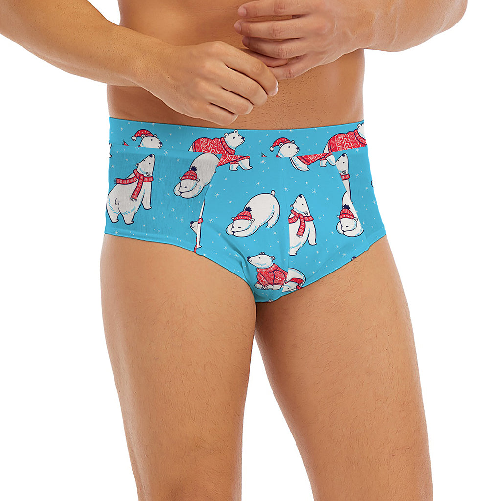Xmas Polar Bear Pattern Print Men's Briefs