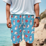 Xmas Polar Bear Pattern Print Men's Cargo Shorts