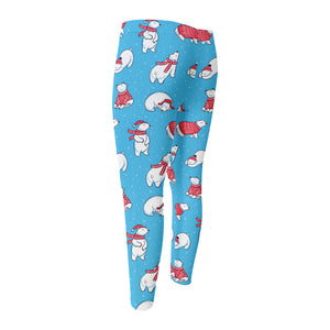 Xmas Polar Bear Pattern Print Men's Compression Pants