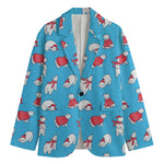 Xmas Polar Bear Pattern Print Men's Cotton Blazer
