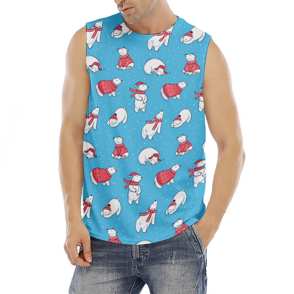 Xmas Polar Bear Pattern Print Men's Fitness Tank Top