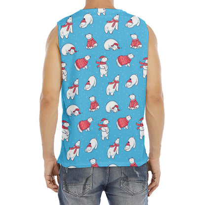 Xmas Polar Bear Pattern Print Men's Fitness Tank Top