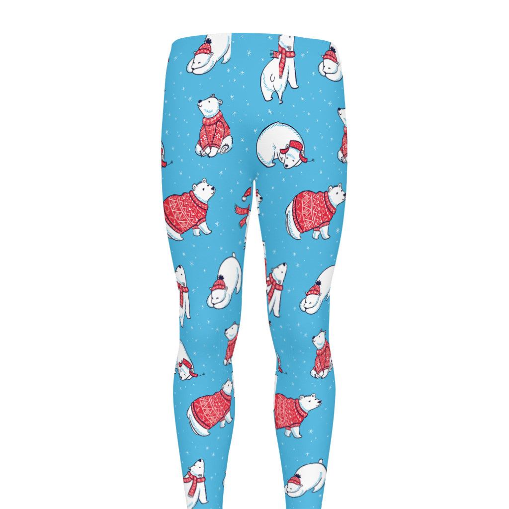 Xmas Polar Bear Pattern Print Men's leggings