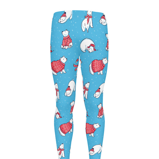 Xmas Polar Bear Pattern Print Men's leggings