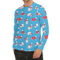Xmas Polar Bear Pattern Print Men's Long Sleeve Rash Guard