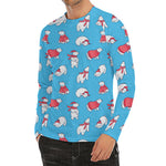Xmas Polar Bear Pattern Print Men's Long Sleeve Rash Guard