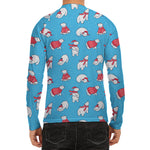 Xmas Polar Bear Pattern Print Men's Long Sleeve Rash Guard