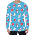 Xmas Polar Bear Pattern Print Men's Long Sleeve T-Shirt