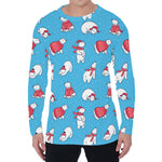 Xmas Polar Bear Pattern Print Men's Long Sleeve T-Shirt