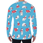 Xmas Polar Bear Pattern Print Men's Long Sleeve T-Shirt