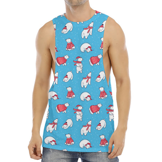 Xmas Polar Bear Pattern Print Men's Muscle Tank Top