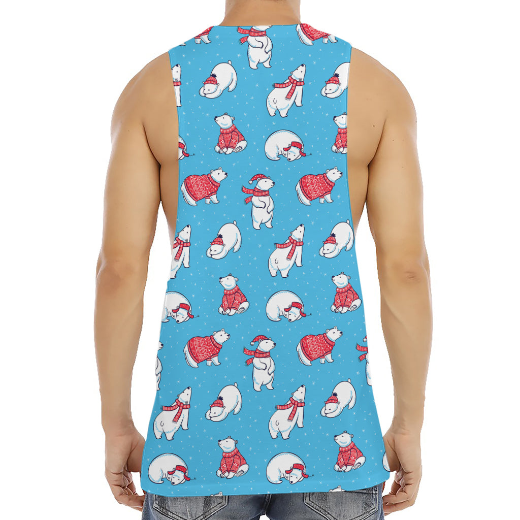 Xmas Polar Bear Pattern Print Men's Muscle Tank Top