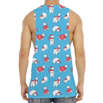 Xmas Polar Bear Pattern Print Men's Muscle Tank Top