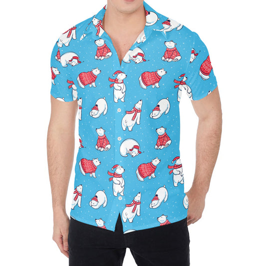 Xmas Polar Bear Pattern Print Men's Shirt
