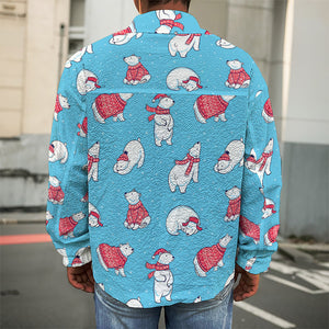 Xmas Polar Bear Pattern Print Men's Shirt Jacket