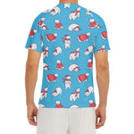 Xmas Polar Bear Pattern Print Men's Short Sleeve Rash Guard