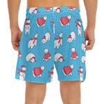 Xmas Polar Bear Pattern Print Men's Split Running Shorts