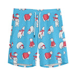 Xmas Polar Bear Pattern Print Men's Sports Shorts