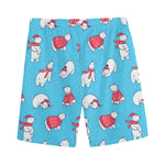 Xmas Polar Bear Pattern Print Men's Sports Shorts
