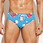 Xmas Polar Bear Pattern Print Men's Swim Briefs