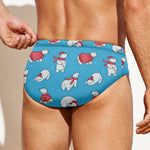 Xmas Polar Bear Pattern Print Men's Swim Briefs