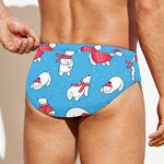 Xmas Polar Bear Pattern Print Men's Swim Briefs
