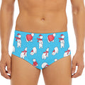 Xmas Polar Bear Pattern Print Men's Triangle Swim Briefs