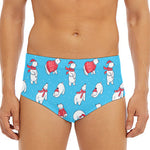 Xmas Polar Bear Pattern Print Men's Triangle Swim Briefs