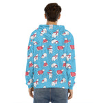 Xmas Polar Bear Pattern Print Men's Velvet Pullover Hoodie