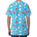 Xmas Polar Bear Pattern Print Men's Velvet T-Shirt